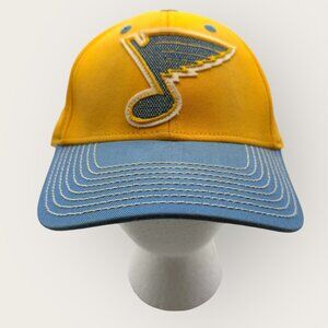CCM St. Louis Blues Blue Yellow Hockey Cap Hat Embroidered Logo Size L-XL